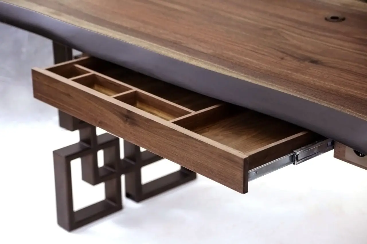 luxury writing desks - a luxury walnut desk with two draws