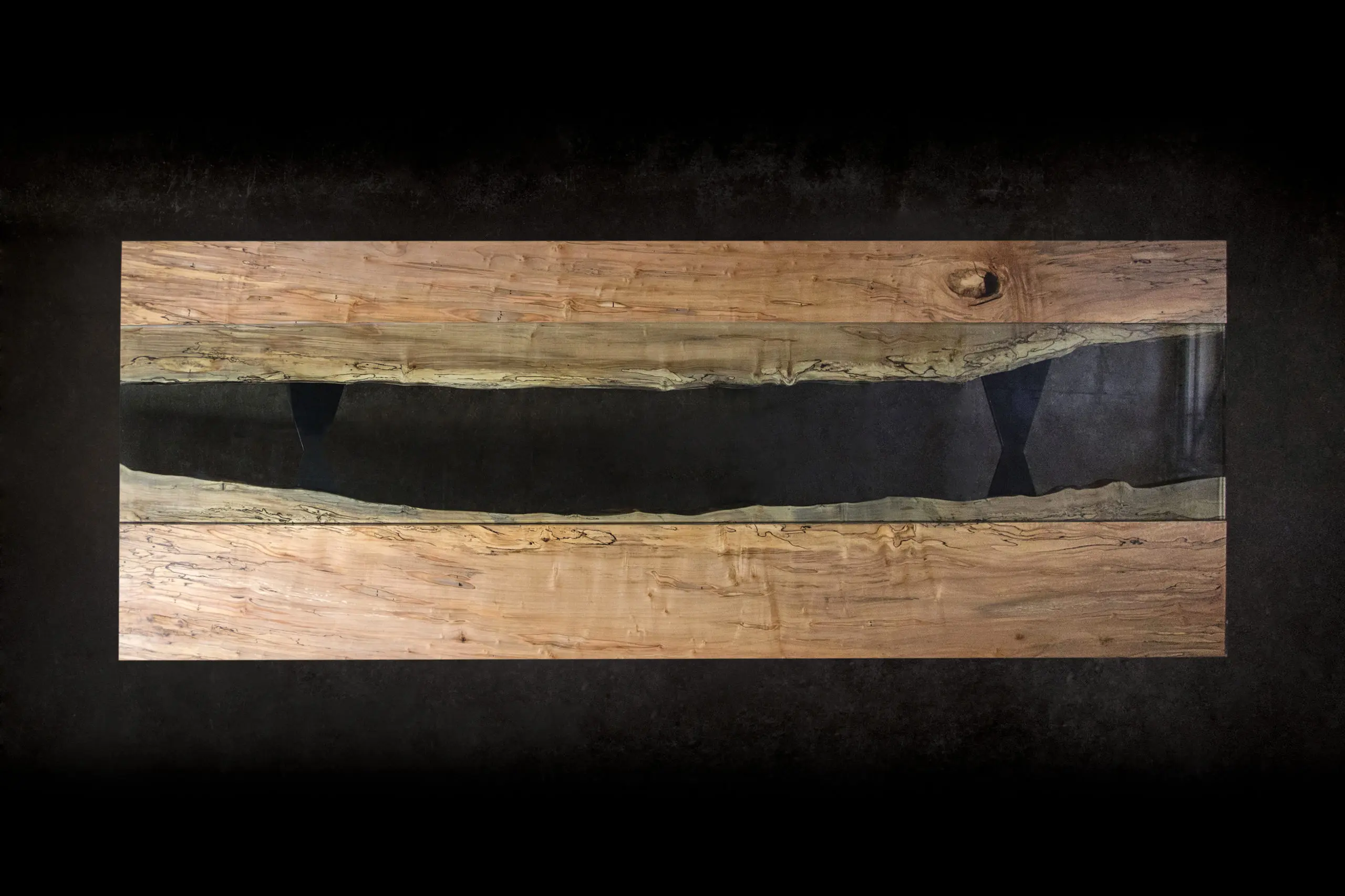 sentient_colorado_live_edge_top_view-1-1280x853-1 live edge wood table top - Top view of Colorado River Tables with Spalted Oak and Glass