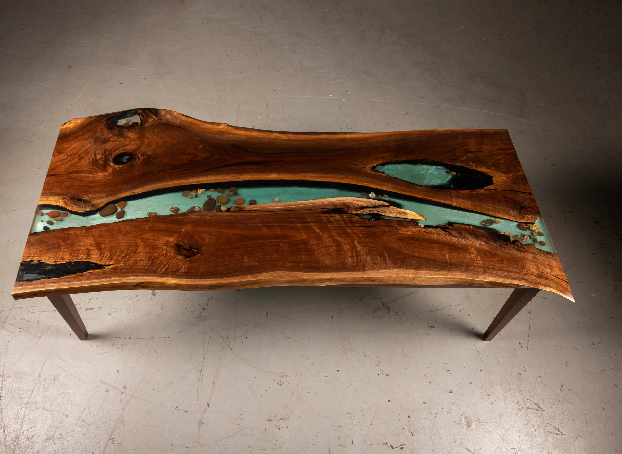 Epoxy river table - Single Slab Walnut Live Edge Dining Table