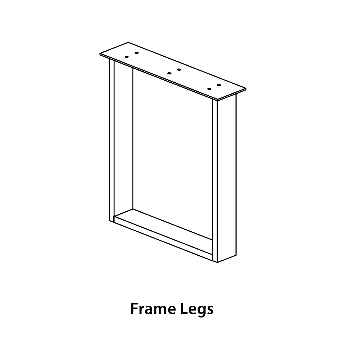 Black line rendering of a SENTIENT contemporary designed custom square frame leg