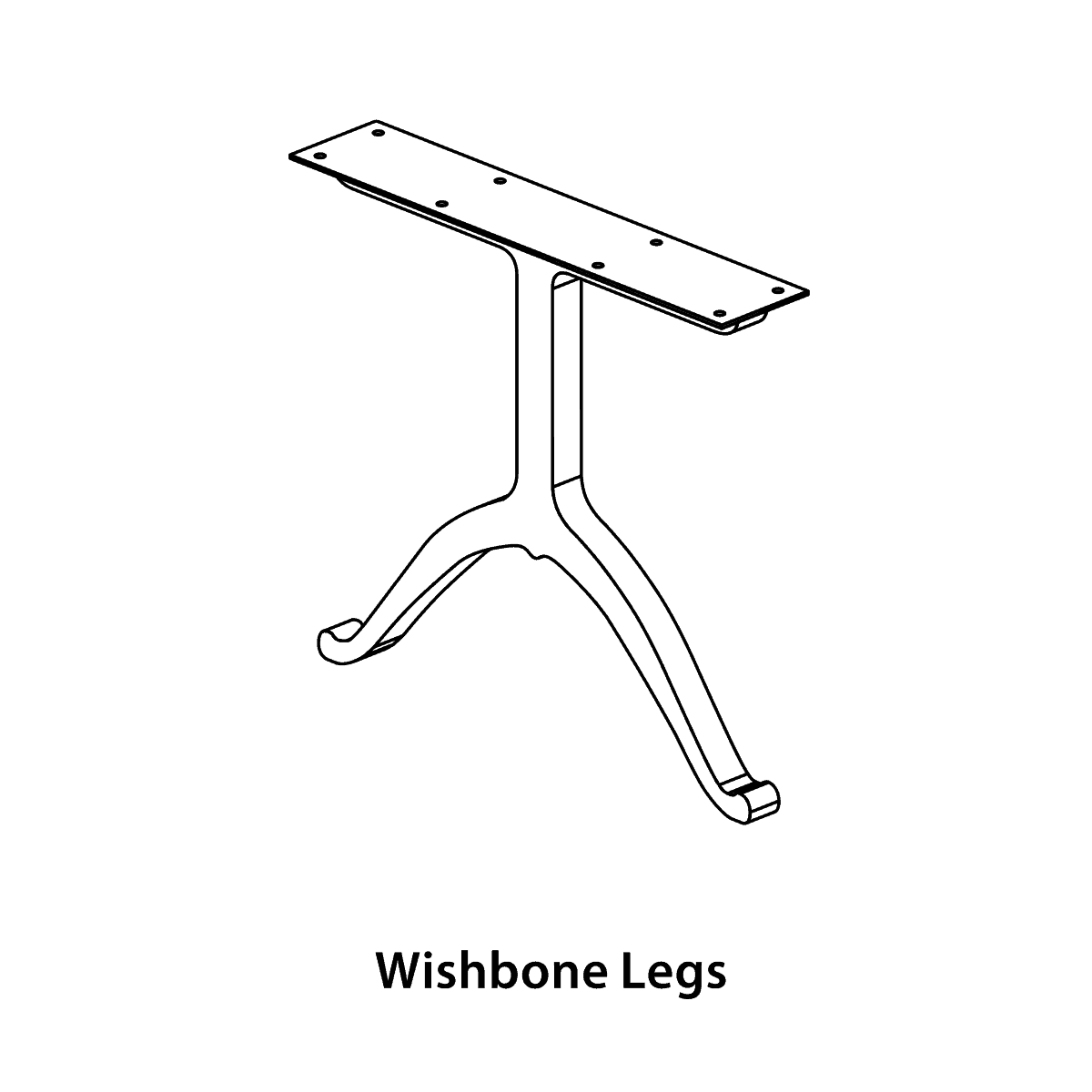 a black line rendering of a SENTIENT contemporary designed custom wishbone leg
