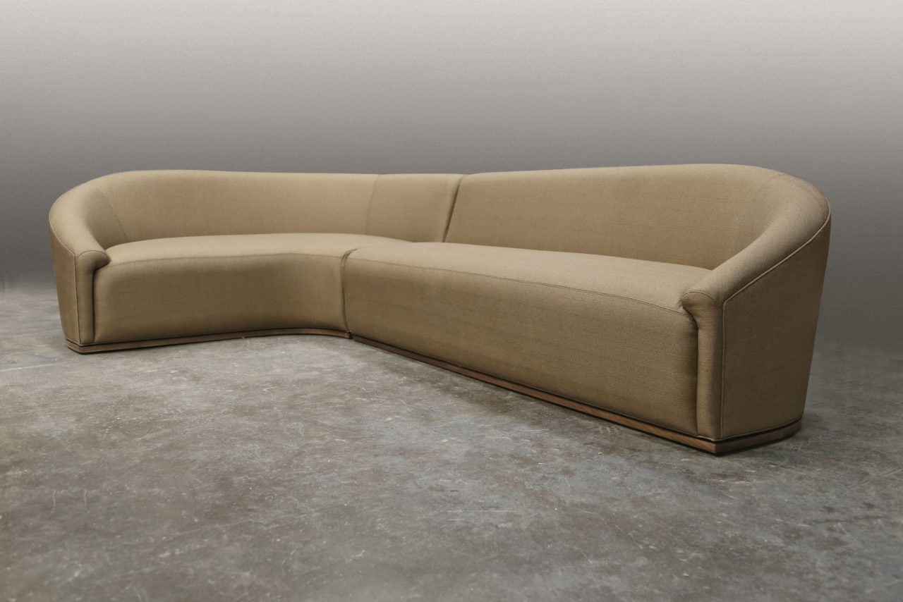 a upholstered SENTIENT contemporary designed baashe custom curved sectional sofa in luxury fabric 