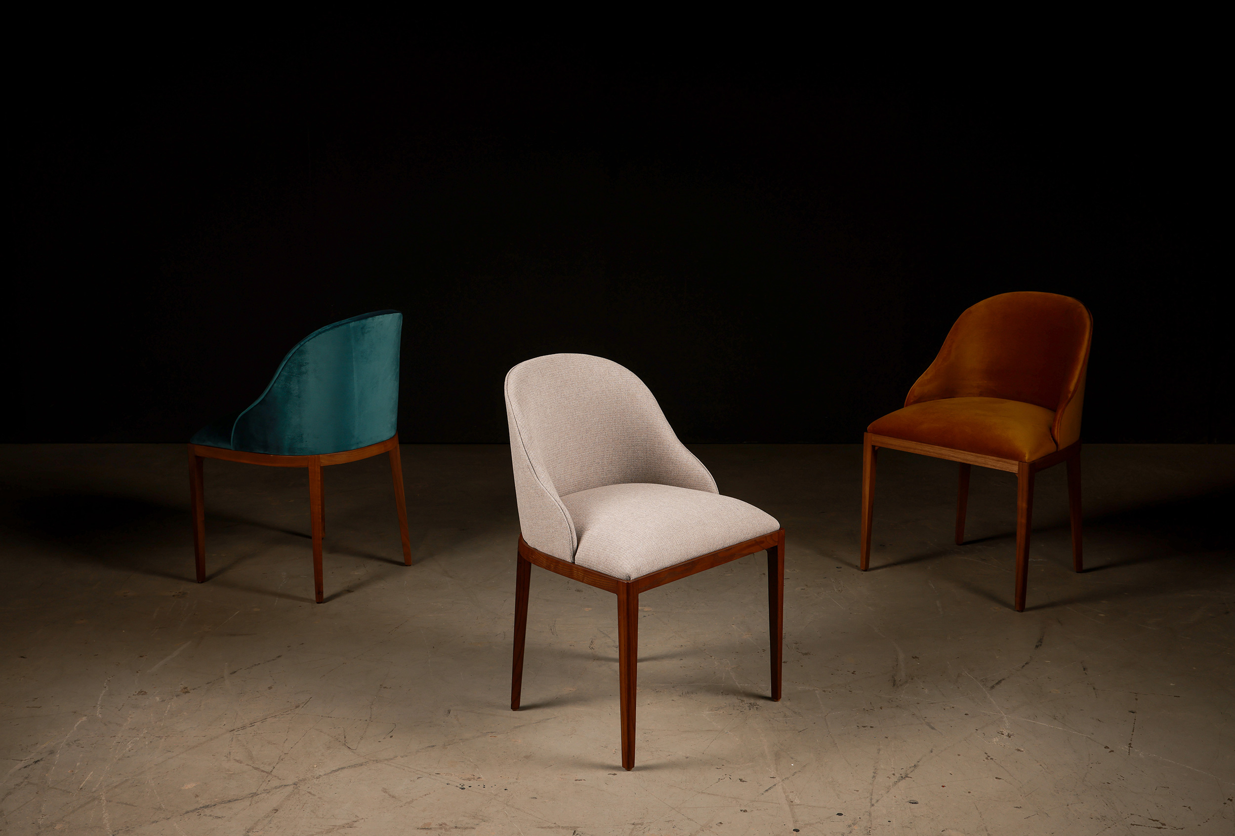 Custom upholstery ideas - restaurant dining chairs in velvet