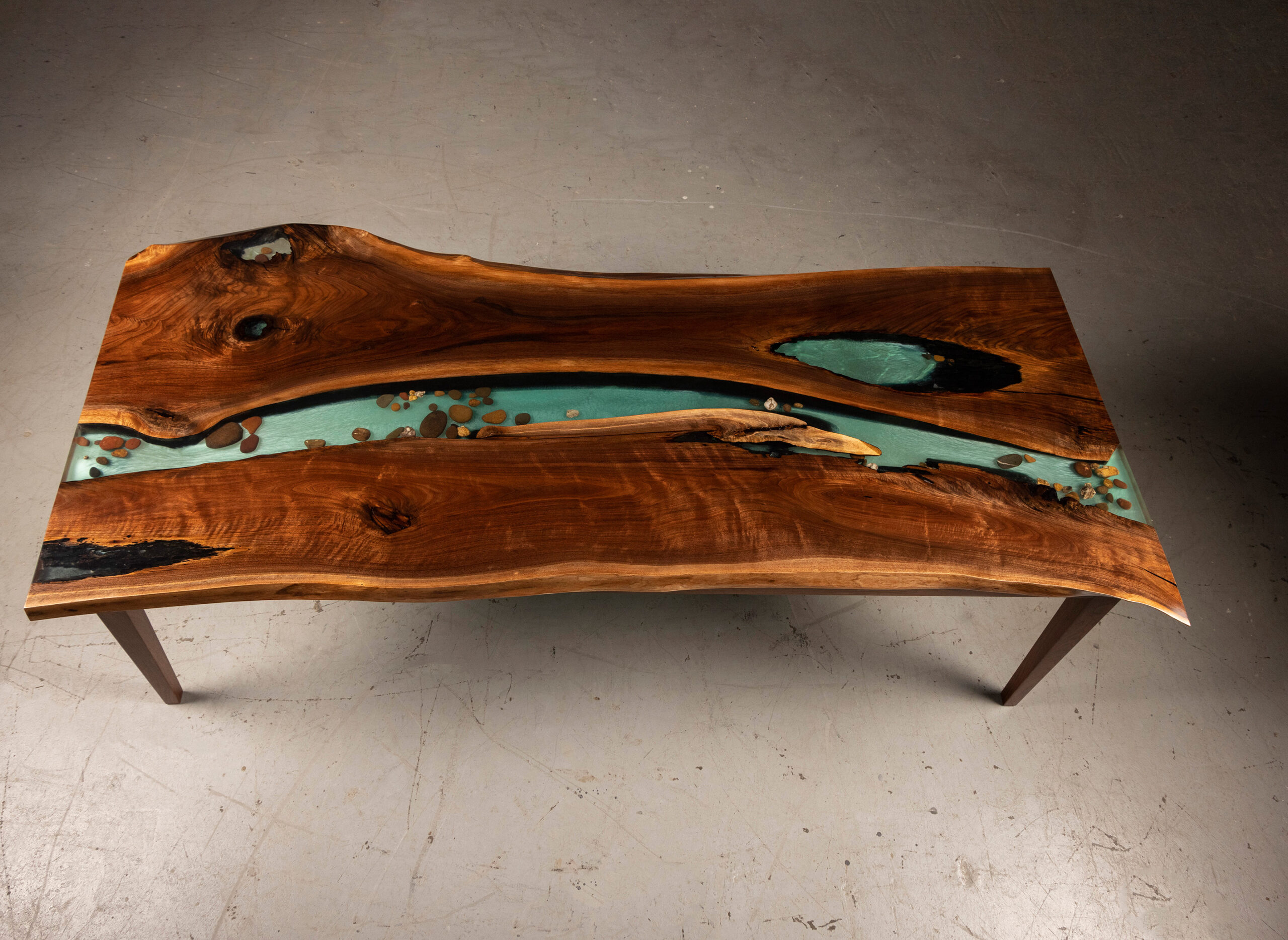 Epoxy river table - Single Slab Walnut Live Edge Dining Table